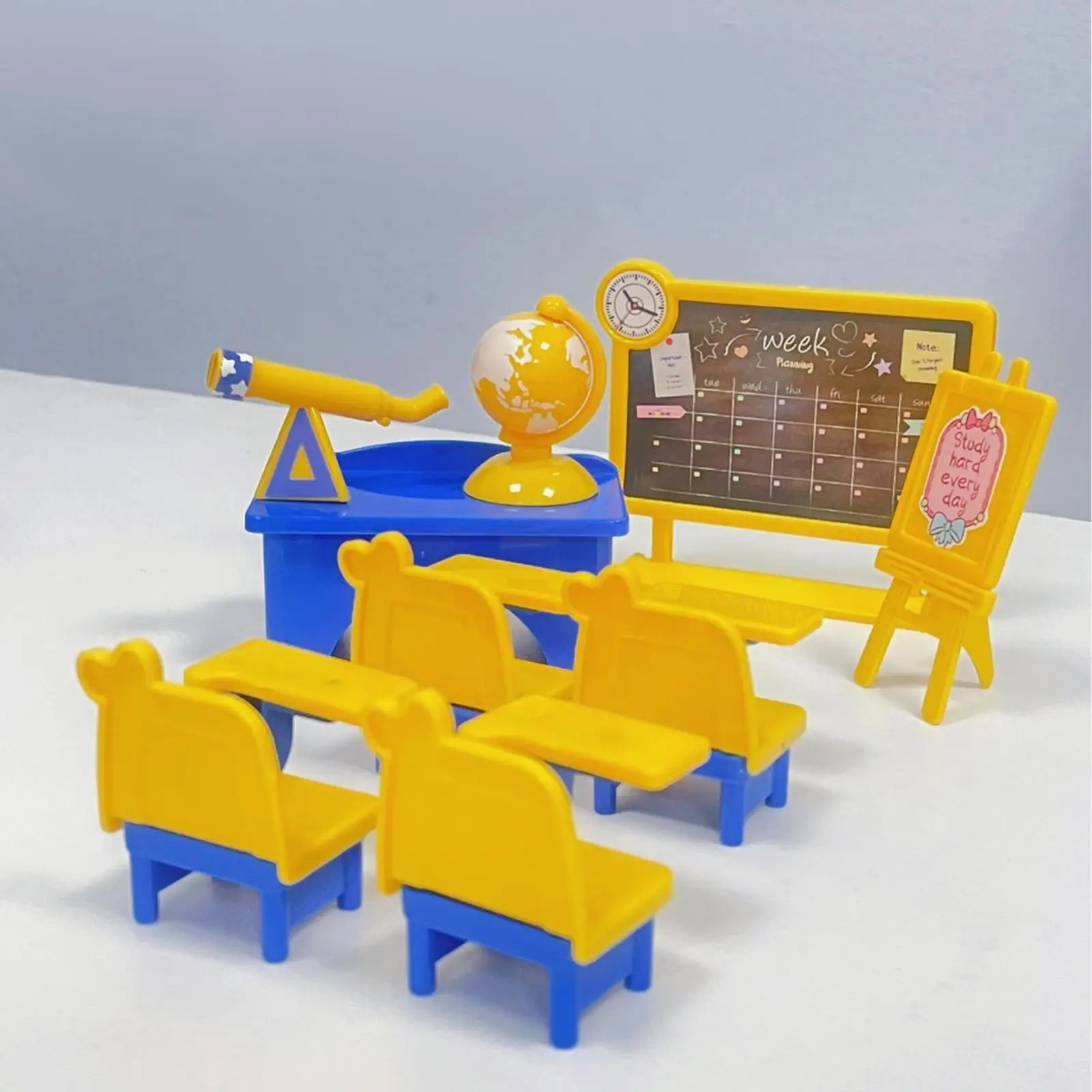 1 12 Classroom Decor Miniature School Furniture Set Toy Furniture for Mini Dollhouse Learning and Study Scenes