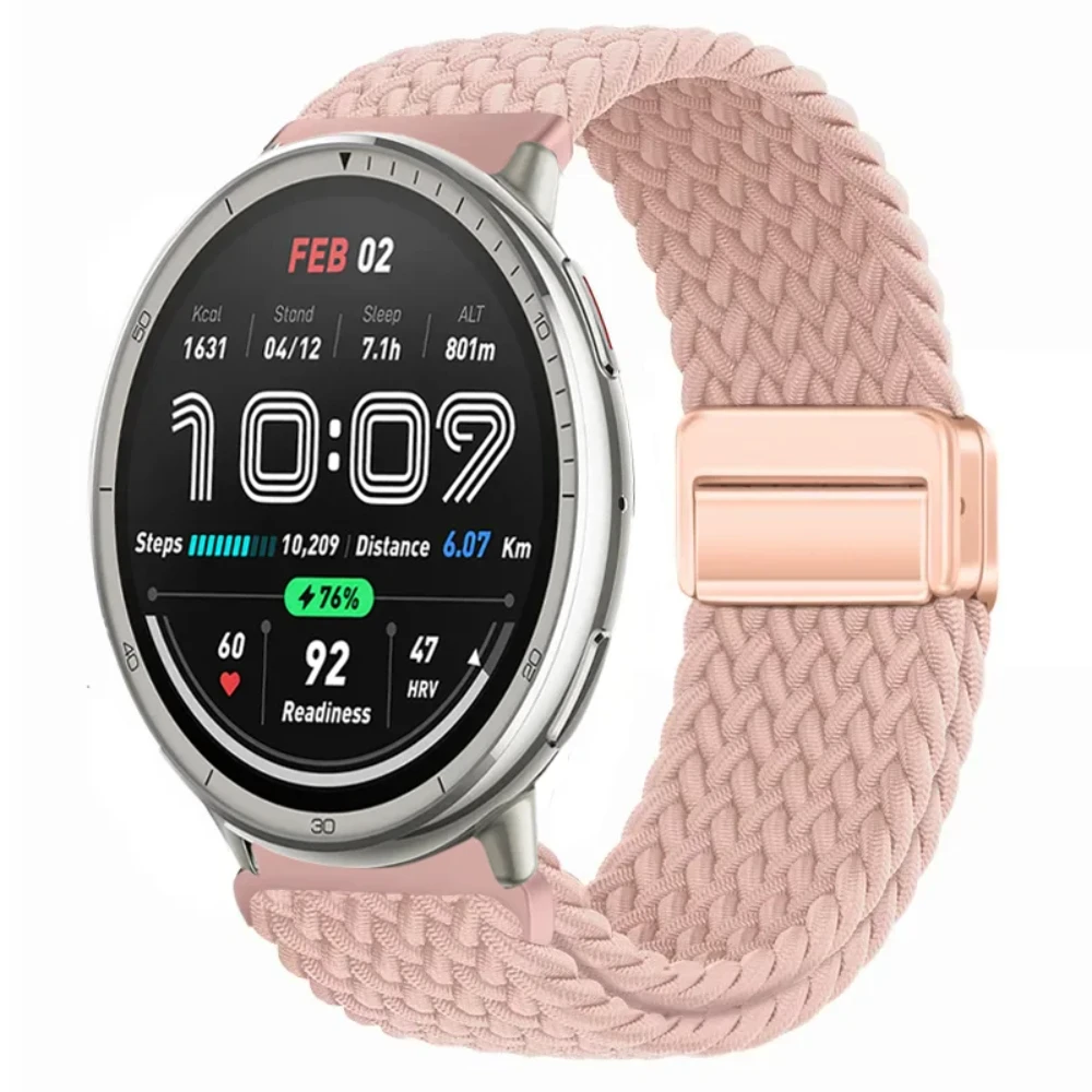 Amazfit Active/Active 2、Amazfit Balance Bip 6 5 3 3Pro、GTR 4 3 GTS 3 4 Mini対応 編み込み式マグネットストラップ ブレスレット 20mm/22mm