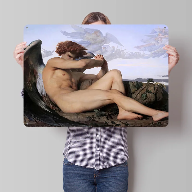 Fallen Angel Painting 3D Texture Metal Poster Customized Wall Art Tin Sign Gift for Mancave Home Decor Luxury Decoration Home