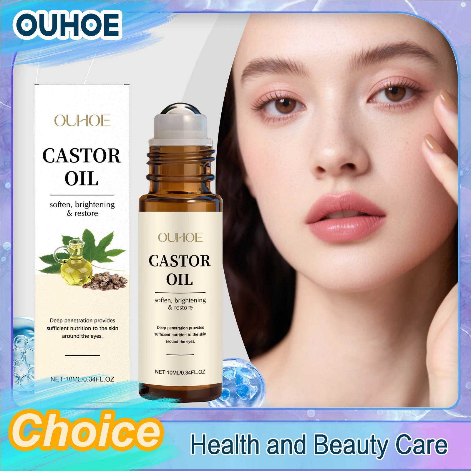 Castor Oil Eye Serum Ball Anti-Wrinkle Puffiness Remove Dark Circles Eyes Bags Lifting Firm Moisturize Nourish Massage Skin Care