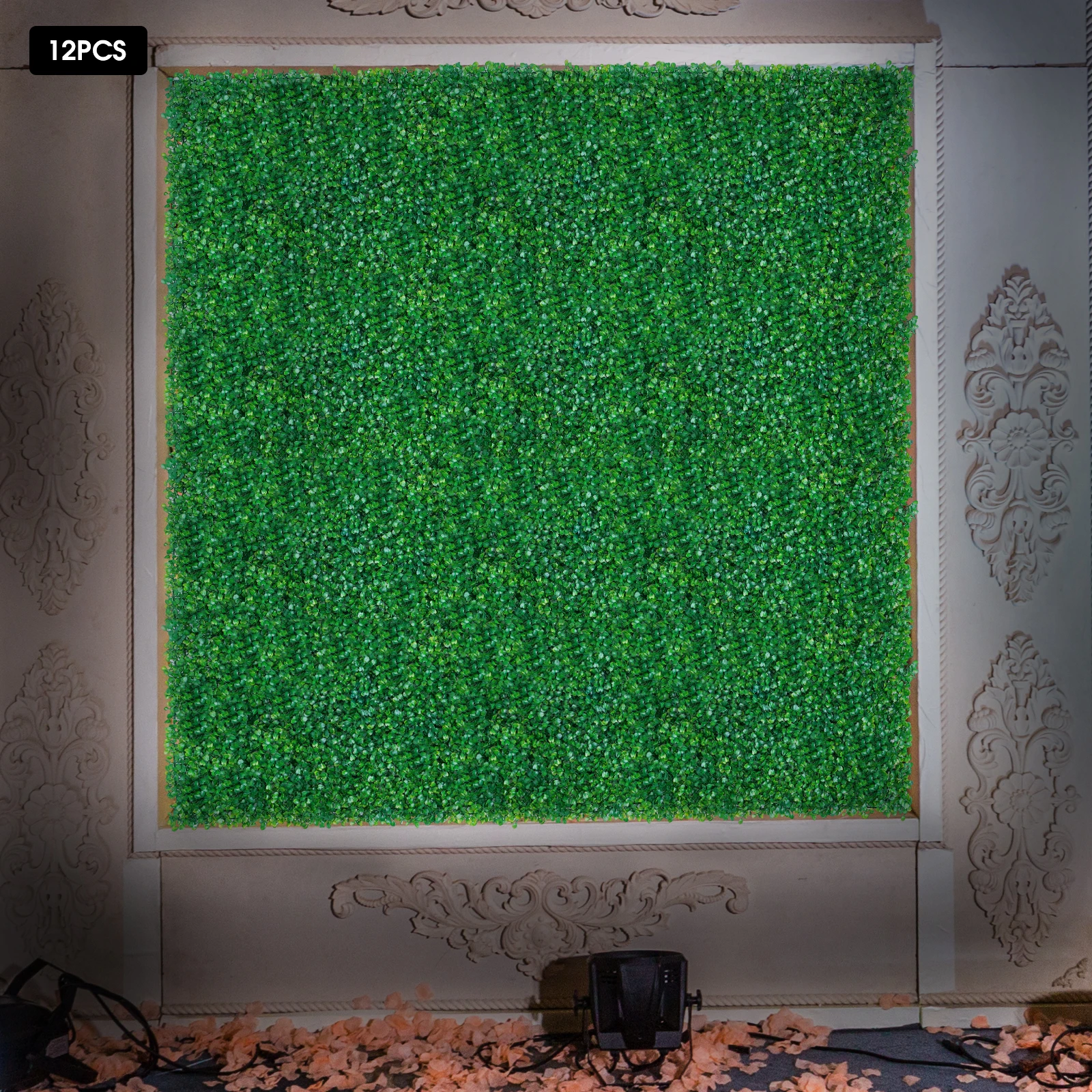 

12 Pieces Green PE 60*40*4cm Simulation Plant Wall High-density Waterproof Lawn Self-splicing Ground Cover Green Planting