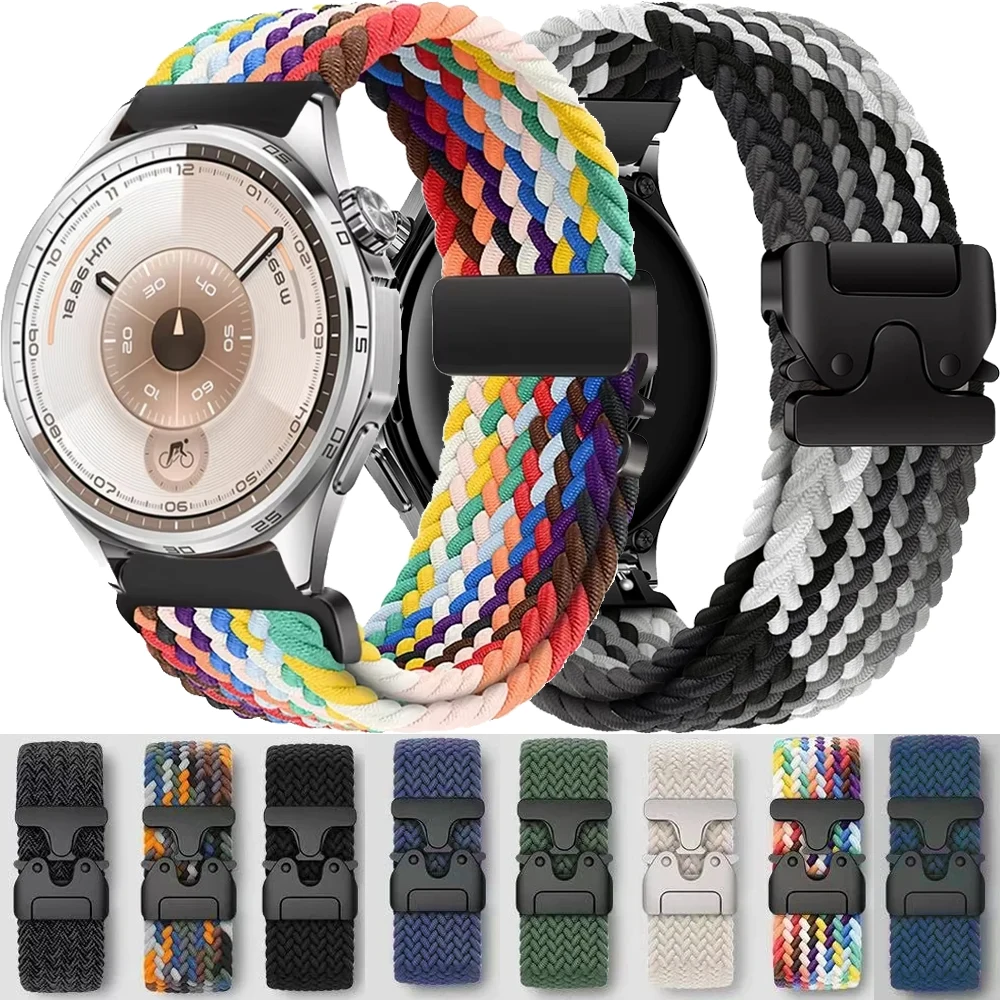 Geflochtenes Schlaufenarmband für Huawei Watch GT6 GT5 GT4 GT3 Pro 46 mm Fallschirmschnalle Nylon-Armband für Samsung Watch 7 6 5 4 Armband