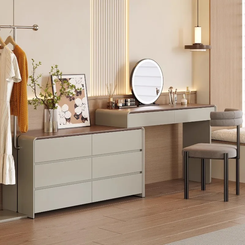 

Cosmetics Wood Vanity Table Makeup Drawers Storage Mirror Chair Bedroom Luxury Dressing Table Women Vestidores Trendy Furniture