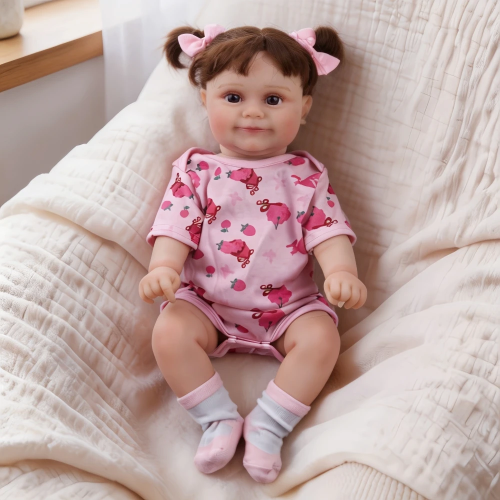 50cm/20 inch Fully Vinyl Reborn doll Realistic Cute Implanted Hair Girl doll Children's Dress up Game Companion Toy Gift view 5