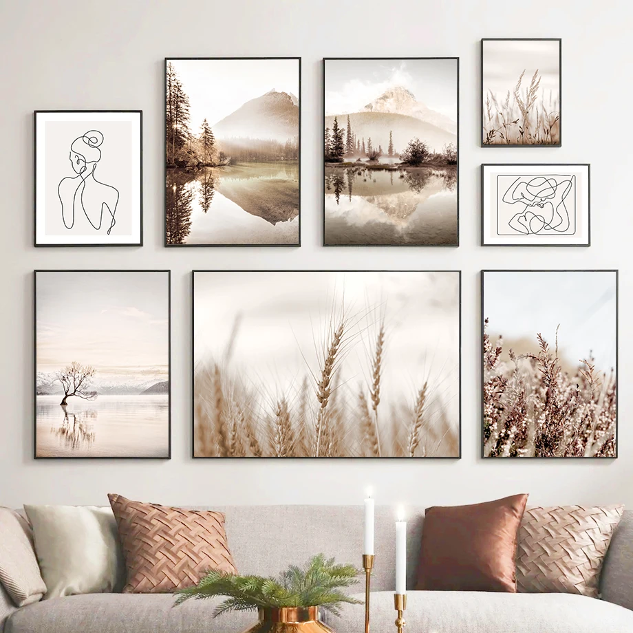 Scenery Poster Wall Art Canvas Painting Modern Nordic Nature Landscape Picture Home Art Decor Prints for Living Room Design