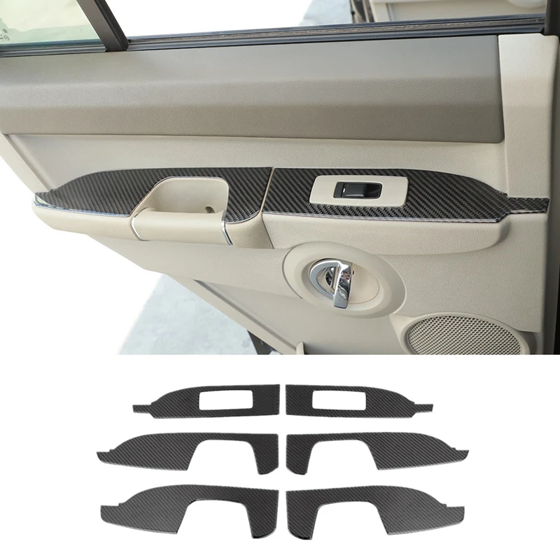 For Jeep Commander 2006-2010 Carbon Fiber Car Door Armrest Panel Cover Trim Sticker Replacement Parts Accessories