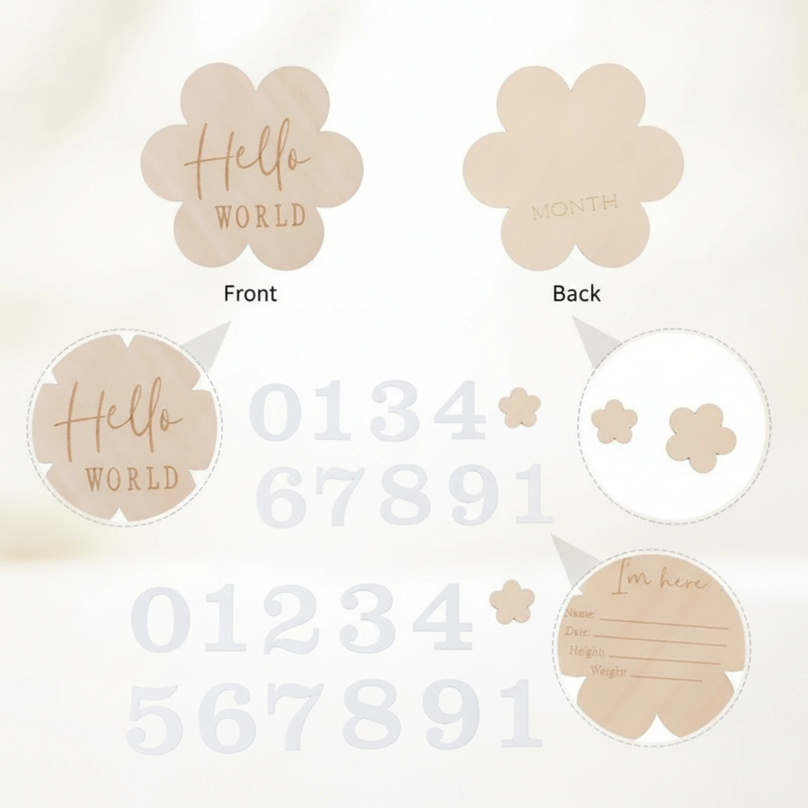 Wooden Milestone Board Double-Sided Milestone Board with Bag Boards Writable Signs Lightweight for Expectant Mothers view 4
