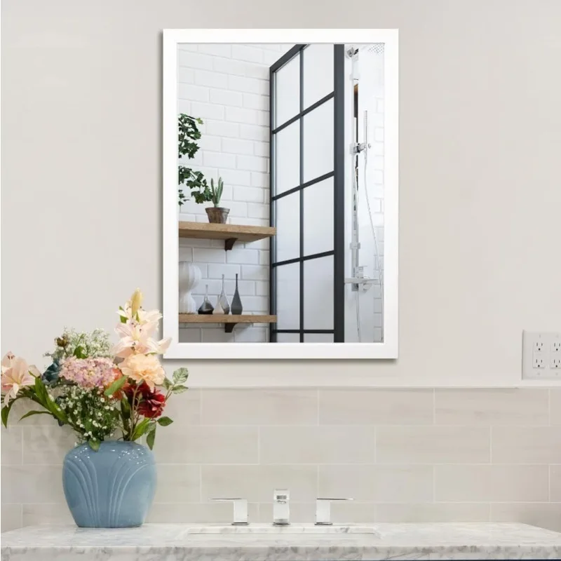 Rectangular Wall Mirror 20” x 28” Bathroom Mirror Framed Wall Mirror for Living Room, Vanity