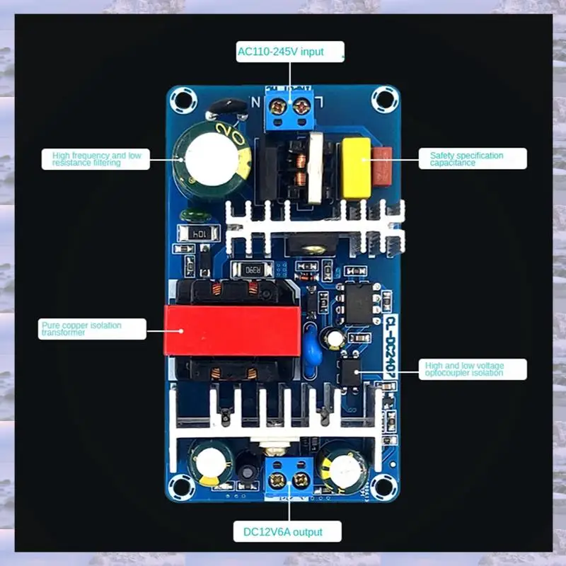 Carte d'alimentation à découpage N75R-12V6A 70W, Module d'alimentation isolé, alimentation ac-dc, carte nue, pièces de rechange