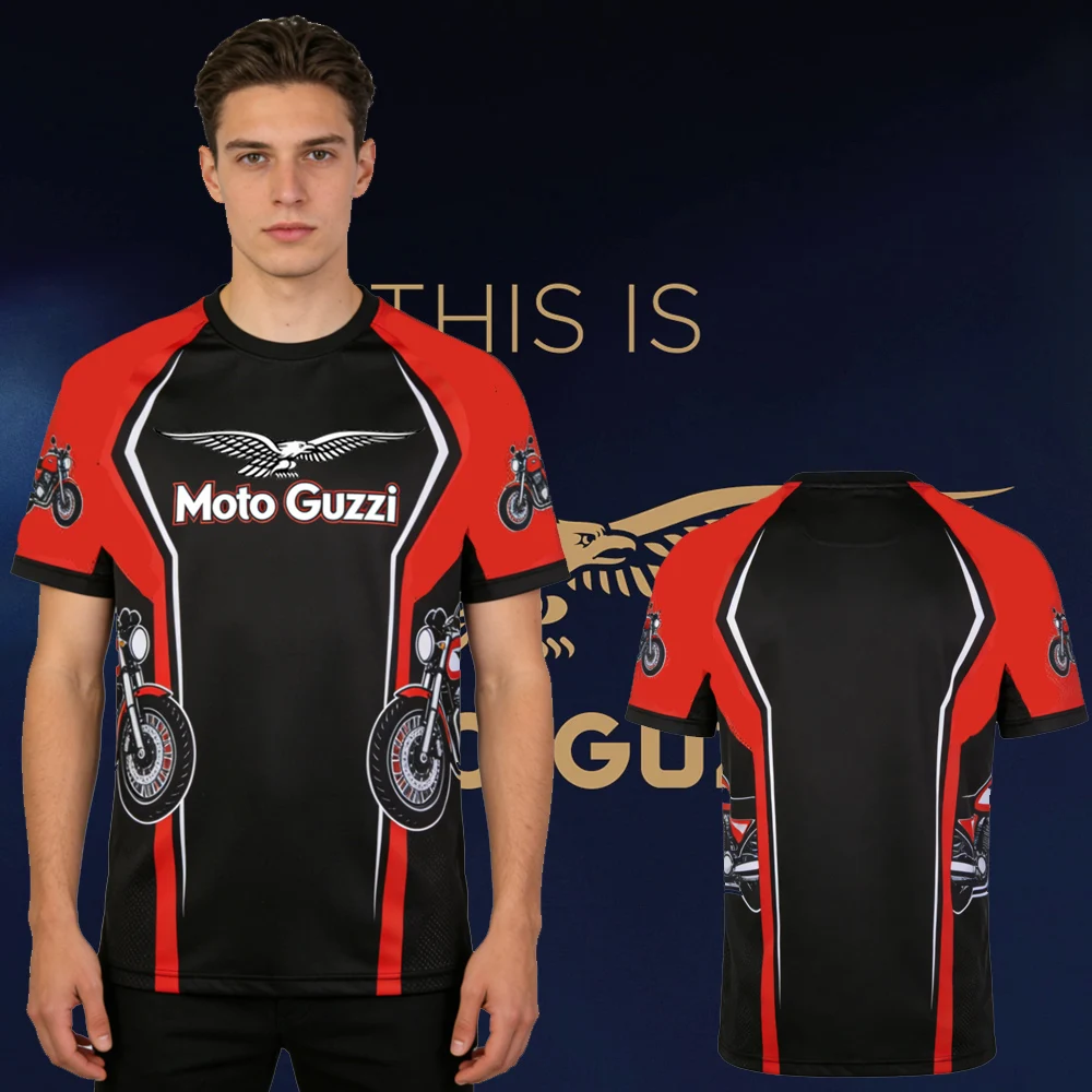 Camiseta de Alto Rendimiento Moto Guzzi Racing para Hombre, Diseño 3D y Motocicleta, Transpirable, de Secado Rápido, Premium para Fanáticos y Motociclistas