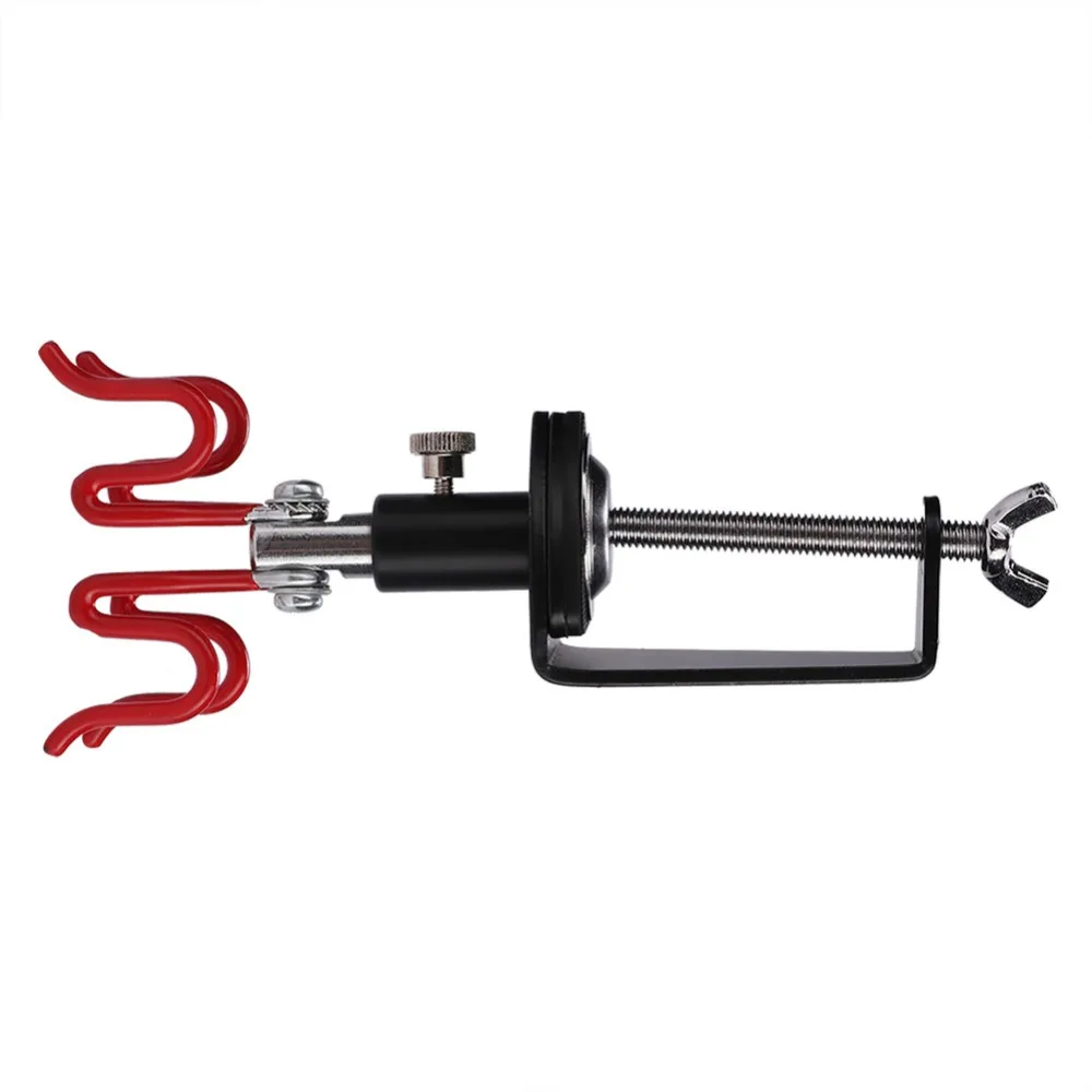 Black + Red Clamp-on Airbrush Stand 18.5*7.5cm Plastic + Metal Desktop Spray Gun Storage Rack Model Painting Tool Organizer view 2
