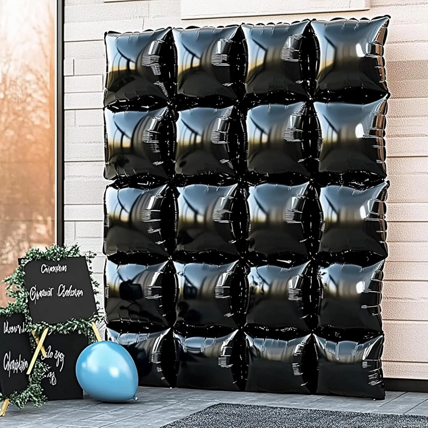 50/25 قطعة بالونات مربعة سوداء جدار خلفية مزدوجة الوجهين لامع أسود احباط بالون DIY بها بنفسك السنة الجديدة عيد ميلاد الطفل دش حفلة دي #3