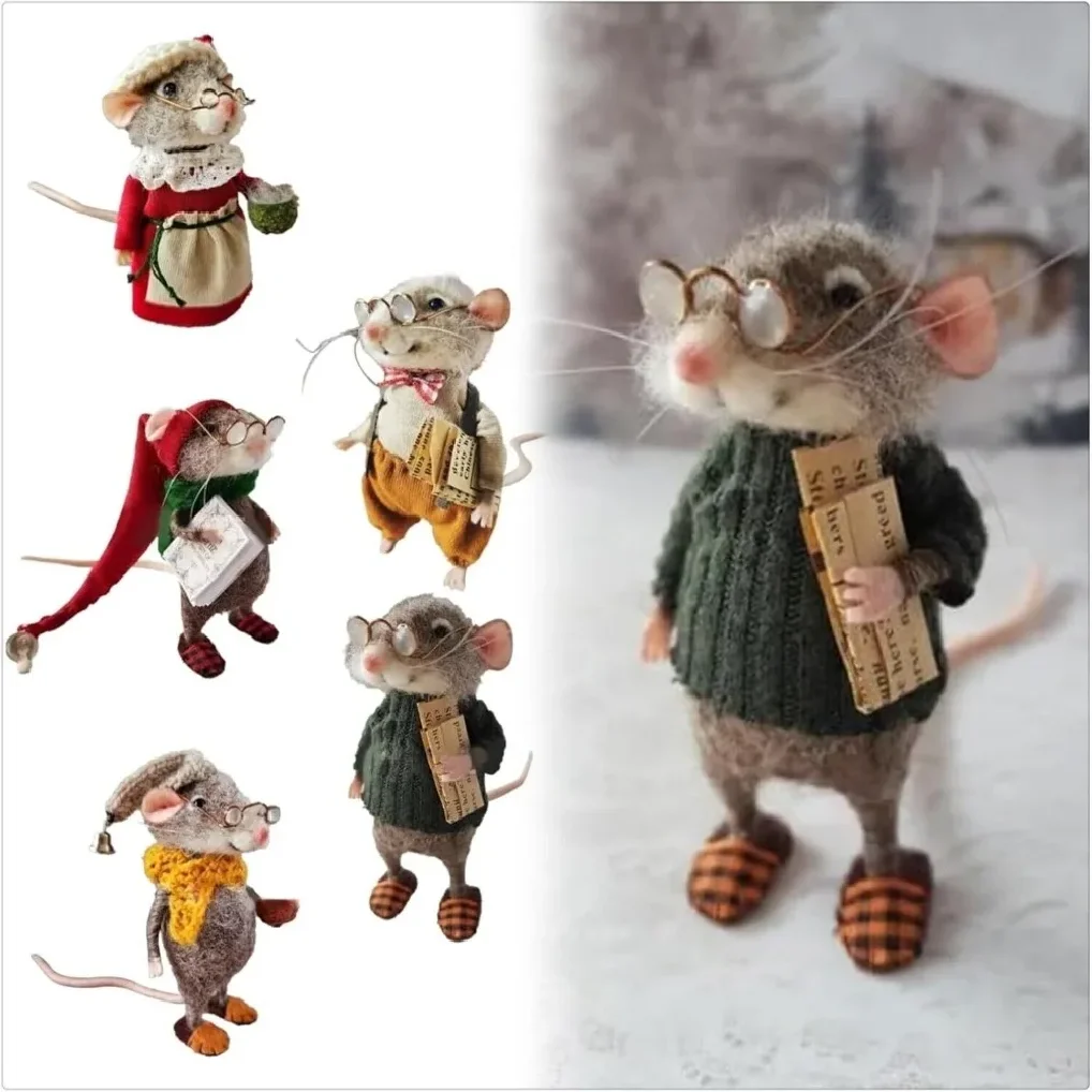 

Mouse Doll Christmas Needle Felted Mouse Craft Decorations Needle Felted Cute Needle Felted Mouse Handmade Wool Felted