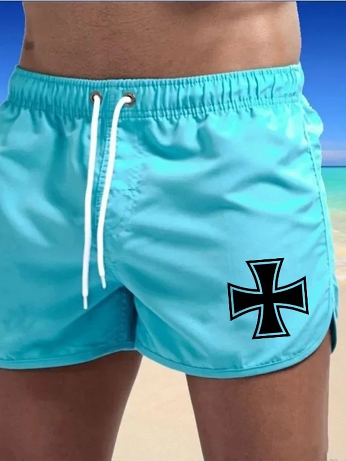 2025 pantalones cortos estampados para hombre, pantalones de gimnasio a la moda para hombre, bañadores de playa ventilados para nadar, pantalones cortos de secado rápido para Surf de verano