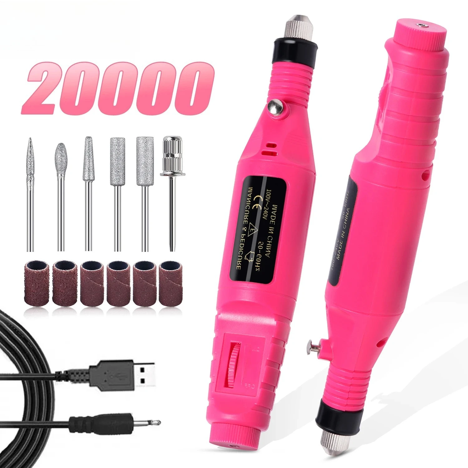 Juego de lijadoras eléctricas para uñas, máquina perforadora de uñas, equipo de pulido, fresa para manicura y pedicura, herramientas de pulido potentes