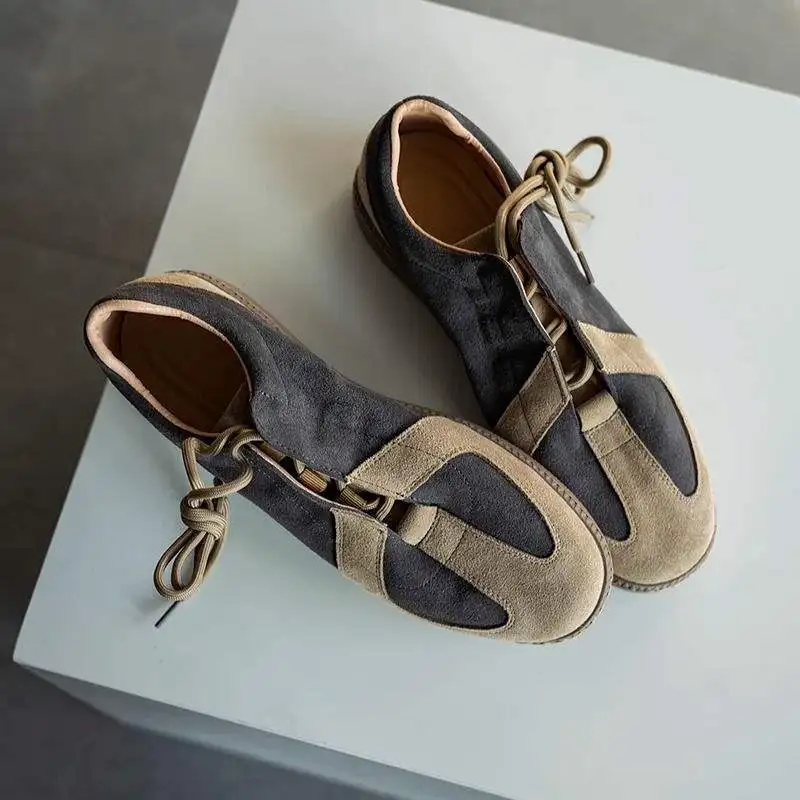 Commuter Casual Shoes Round Head Breathable Flat Bottom Training Lace Up Summer Trendy Board Men's Retro Classic Sneakers
