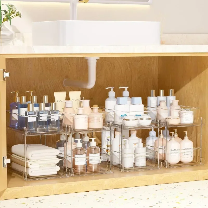 

Bathroom Storage Organizer,Clear Under Sink Organizers Vanity Counter Storage Container