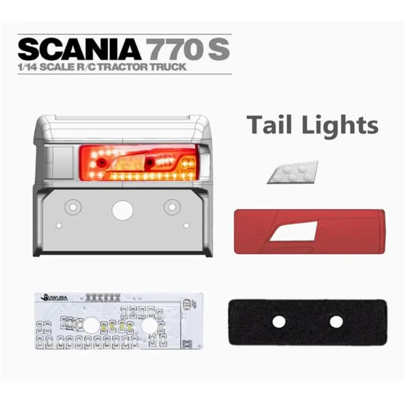 RC Dump Truck LED Simulation Taillight with Ight Cup for 1/14 Tamiya SCANIA 770S 6X4 56368 8X4 56371 Car Upgrade Accessories