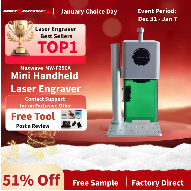 

Maxwave Dual Light Лазерная маркировочная машина 2 Вт Красный и 10 Вт Синий свет Портативный гравер для металла, дерева, пластика, кожи, стекла с Han