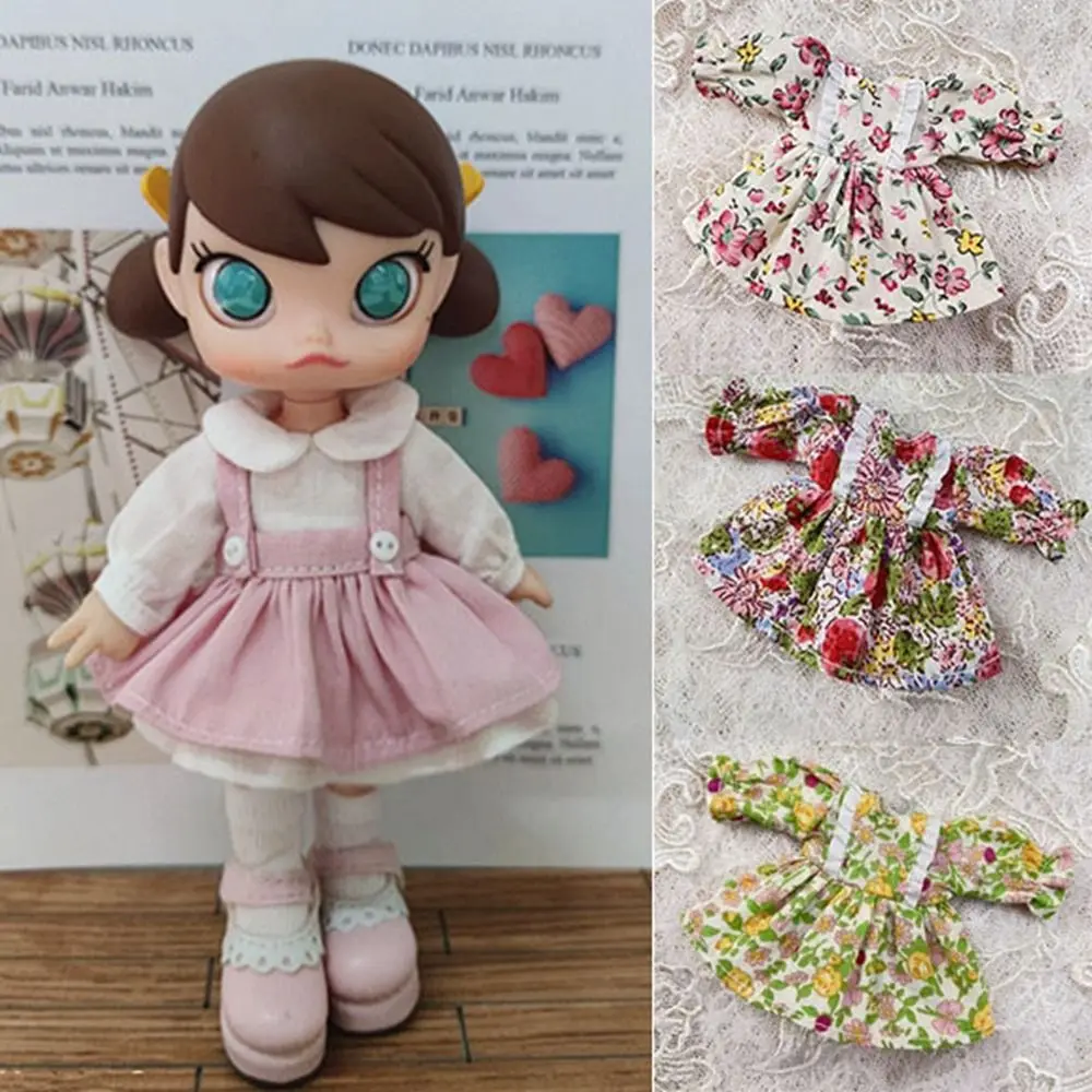 Handmade Printed Dresses Long Sleeve Fashion Dolls Outfits Dresses Multi-styles Accessories DIY Doll Clothes