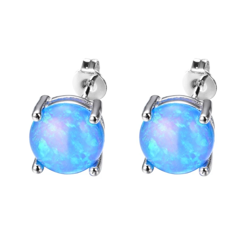 8MM European and American Jewelry Opal Fashion Opal Four Claw Australian Treasure Earrings Jewelry Luxury Jewelry