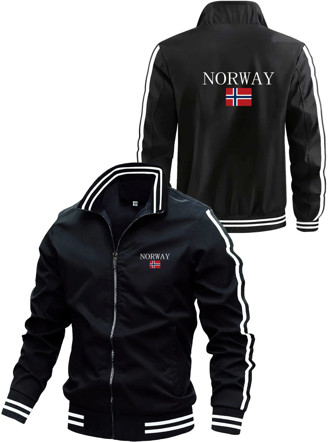 

Men's casual and fashionable zipper jacket, loose and comfortable for spring and autumn, printed for sports and daily wear