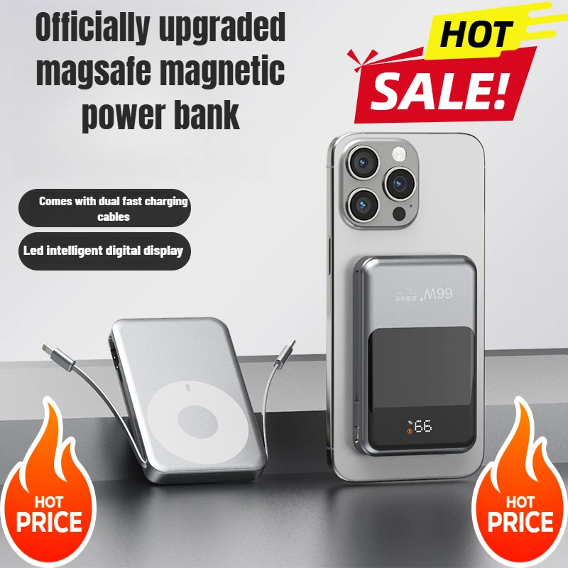 

NEW66W Magnetic Power Bank 30000mAh Wireless Fast Charging Comes with Cables External Battery for IPhone Xiaomi Huawei Powerbank