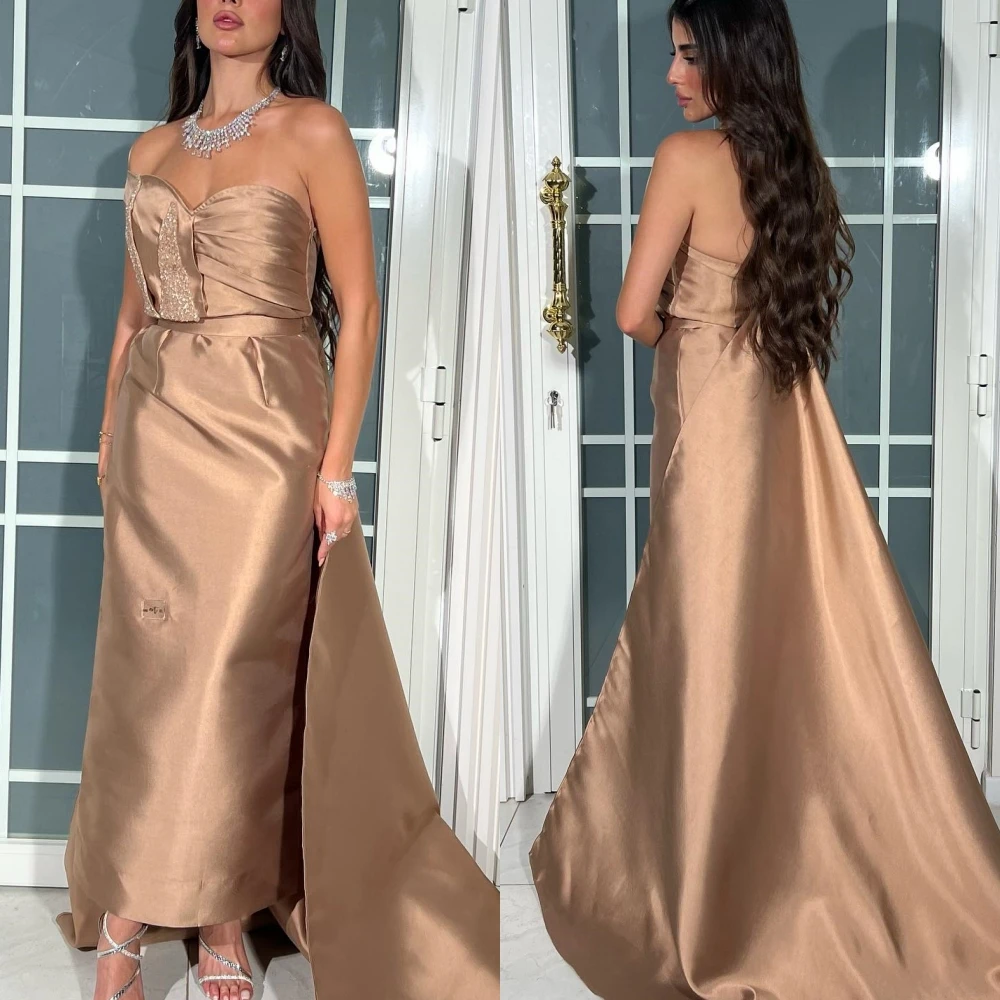 

Ball Elegant Sizes Available One-shoulder Sheath Party Dresses Paillette / Sequins Shirred Anke Length Charmeuse Evening