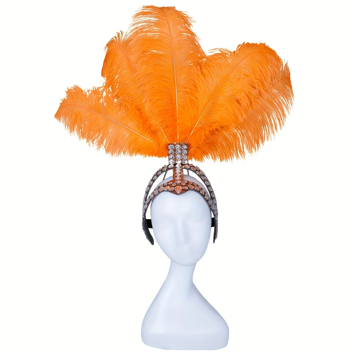 Glamorous 1920s Inspired Feather Headband with Rhinestones Adjustable DIY Costume Accessory for Halloween Graduation Parties Ava