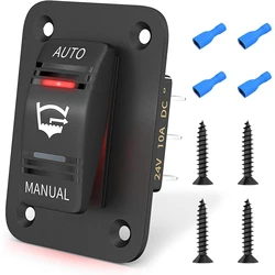 3 Way Bilge Pump Rocker Switch Waterproof 12V 24V 4Pin 20A SPDT Auto/Off/Manual Bilge Pump Switch Panel with LED Light for Boat