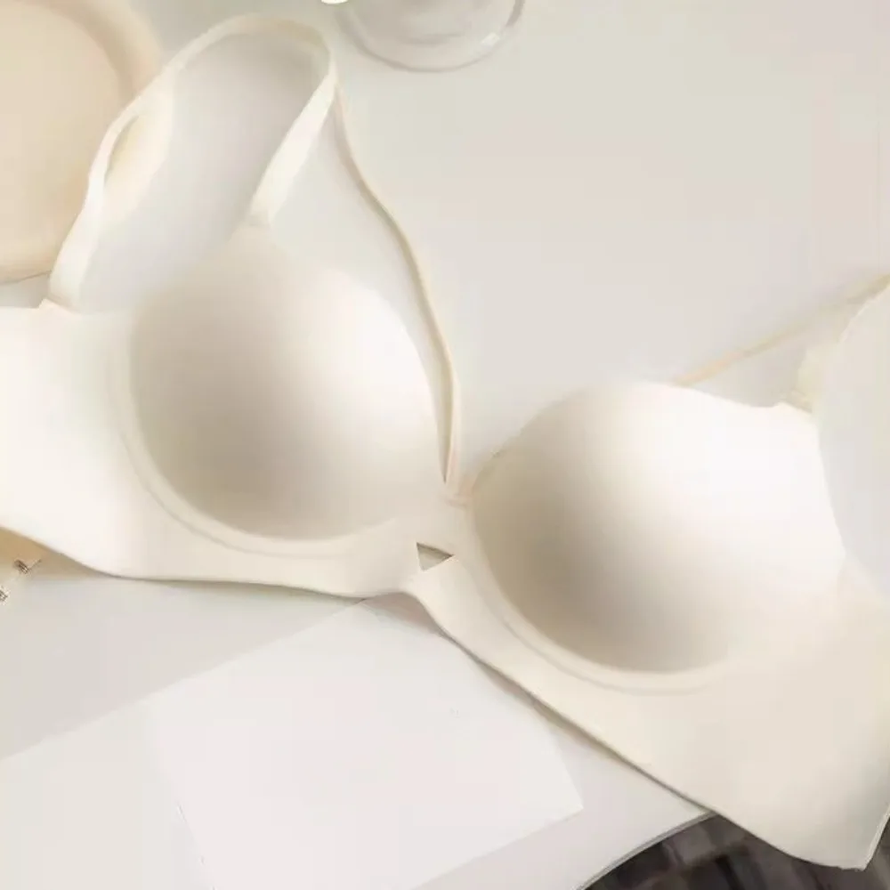 Comfortable 3/4 Cup Push-up Bra Women Leopard Deep V Seamless Underwear Lingerie Gathered Breasts Wireless Deep V Bra Daily Wear