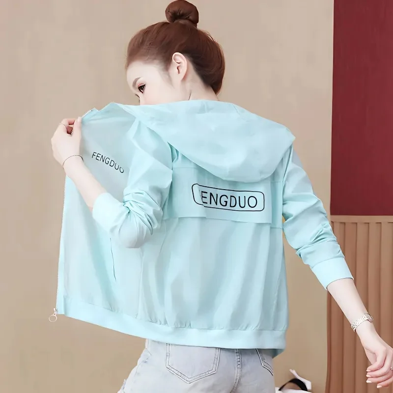 

Sunscreen Women's New Summer Coat 2025 Korean Loose Lightweight Hooded Jacket Joker UV-Proof Sun Protection Clothing Tops Female