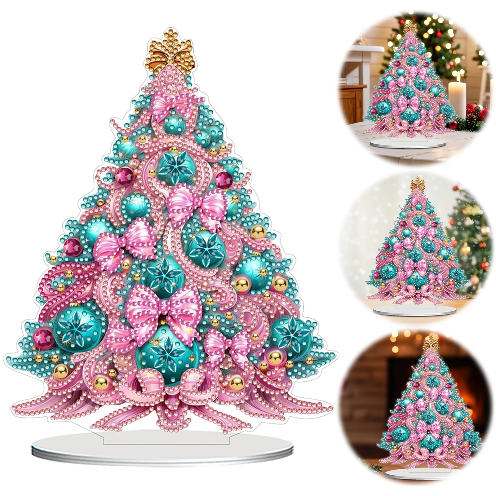 

2D Flat Christmas Tree Print DIY Diamond Painting Tabletop Ornaments Decorations (C)