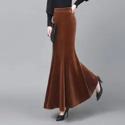 Fashion Elastic Solid Color Elegant Mermaid Long skirts Women's Clothing autumn New Slim Office Lady High Waist Skirts