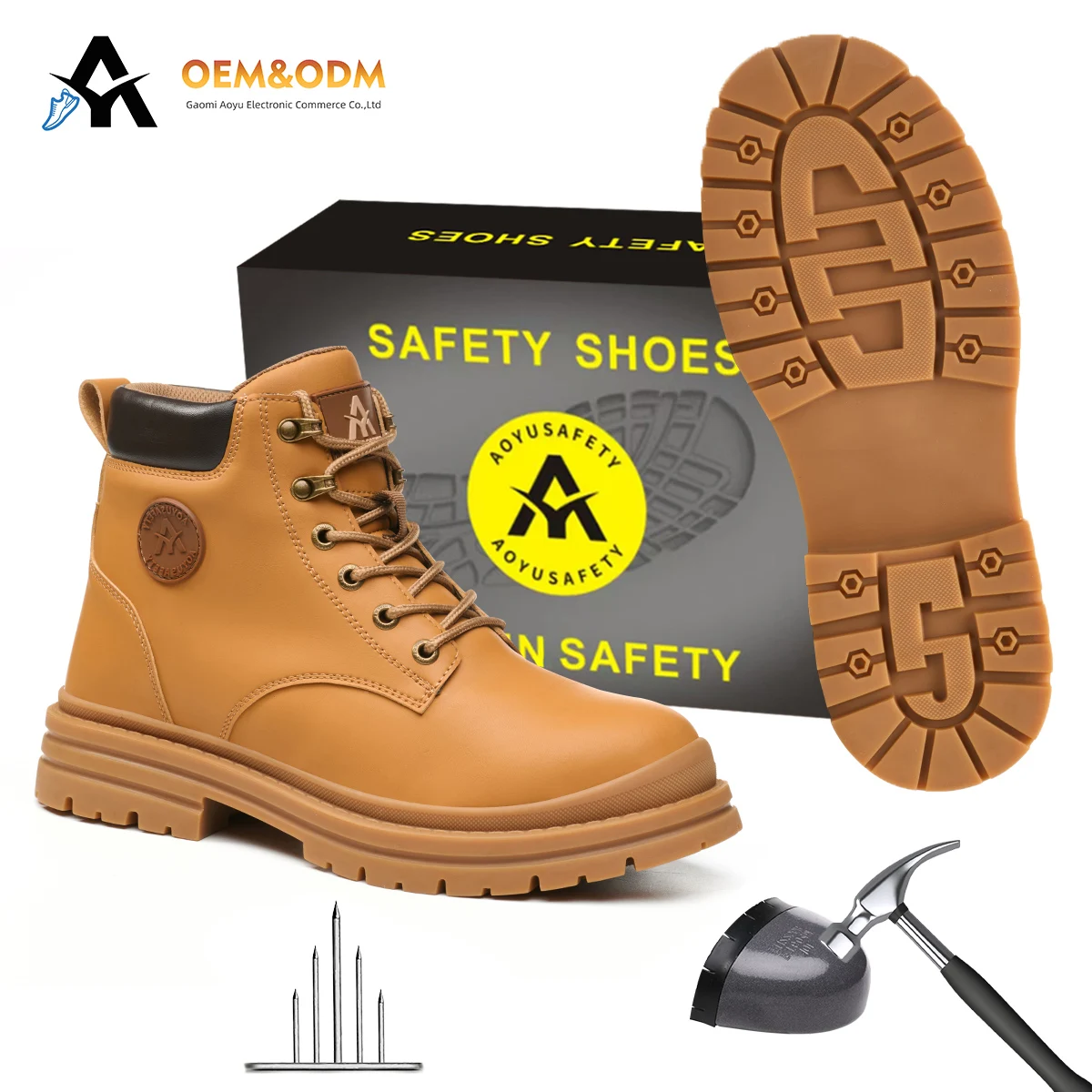 AOYU 2026 Man Boots Safety Protective Shoes Steel Toe Work Shoes Men Anti-puncture Safety Shoes Men Women Work Safety Boots