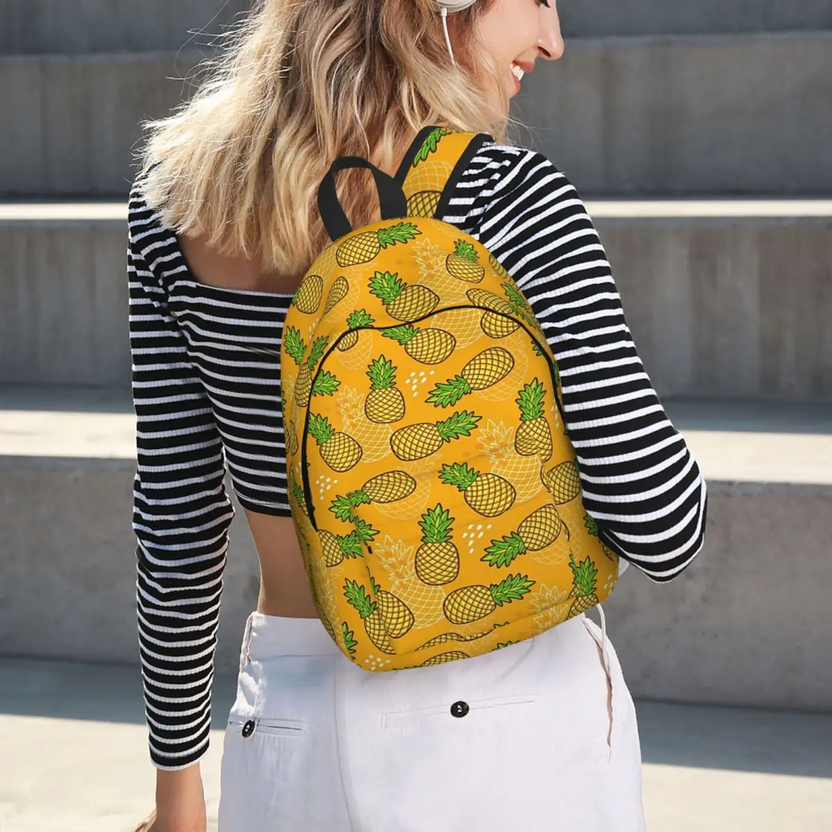 Cartoon Pineapple Tropical Fruit Pattern Backpack Hot Sale Daypack Children BookBag School Bag Shoulder Bags for Men Women