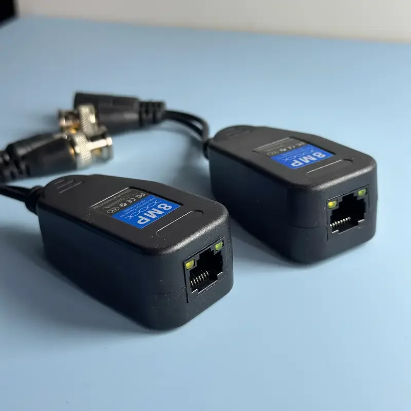 8MP 2 IN 1 HD Video Balun BNC TO RJ45 Transceiver Coax BNC And DC Connectors For 8MP HDCVI HDTVI AHD Analog Camera