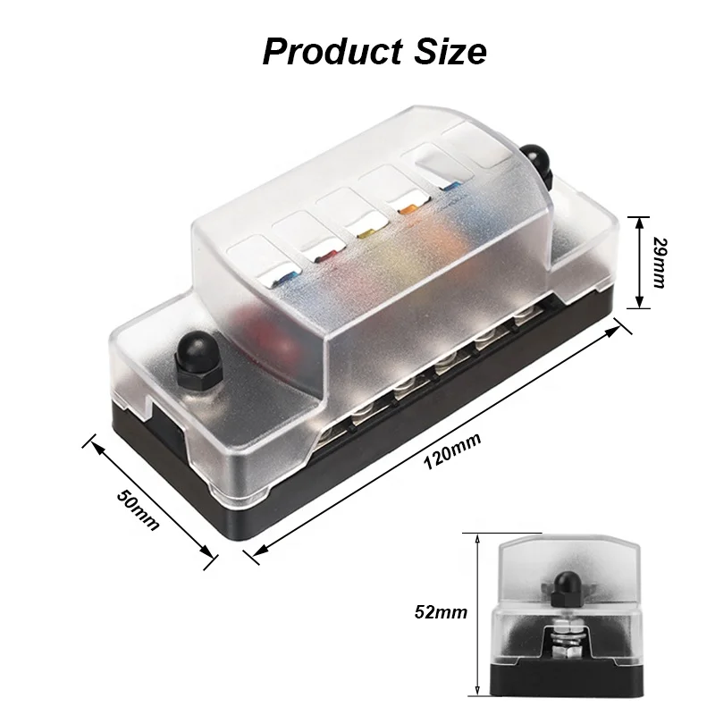 6 Way Fuse Block Blade Fuse Box with Negative Bus for 12V/24V Automotive Car Truck Boat Marine RV