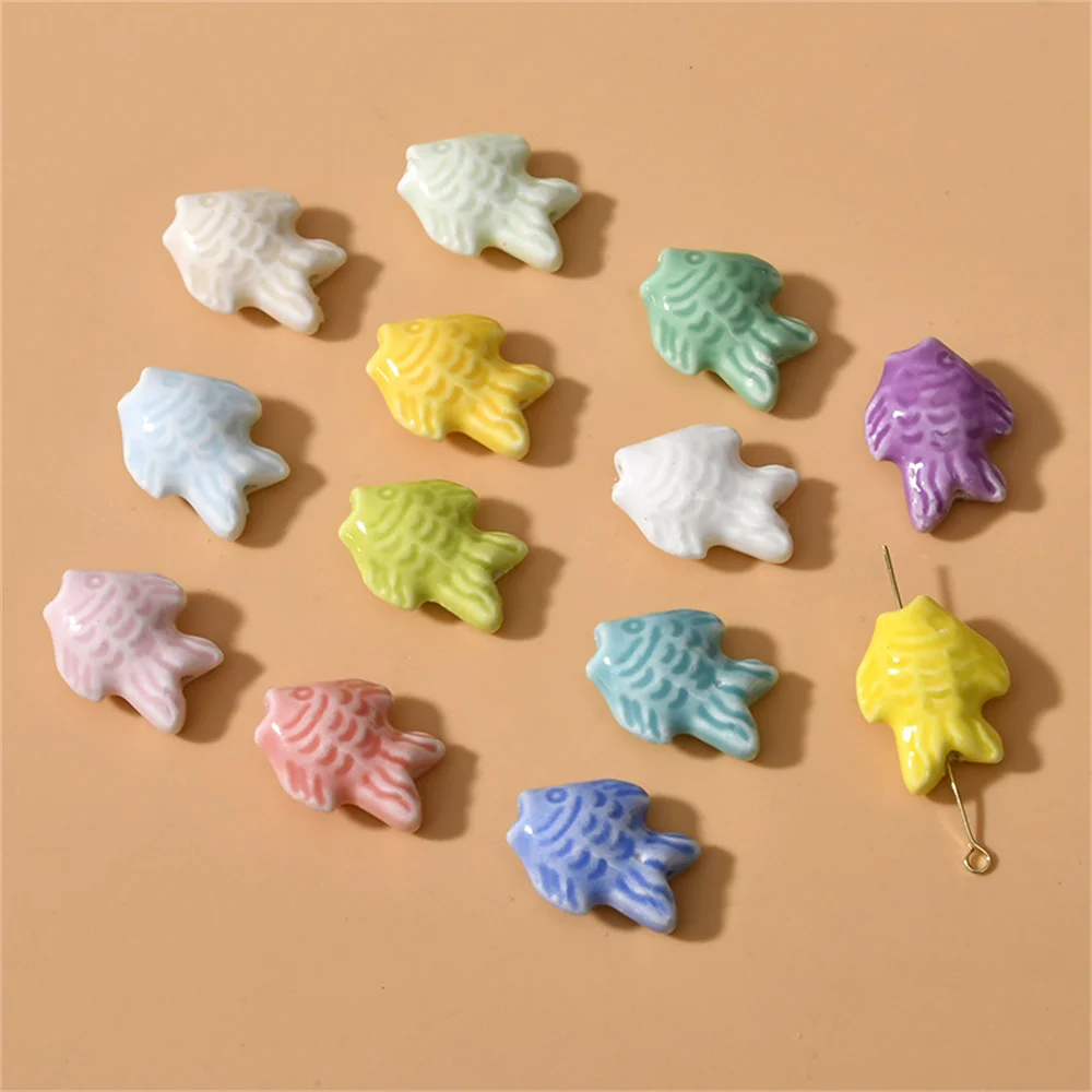 5pcs Ceramic Fish Beads Pottery Bulk For DIY Bracelets Necklace Jewelry Accessories Making Supplies Charm Ornaments Craft Parts