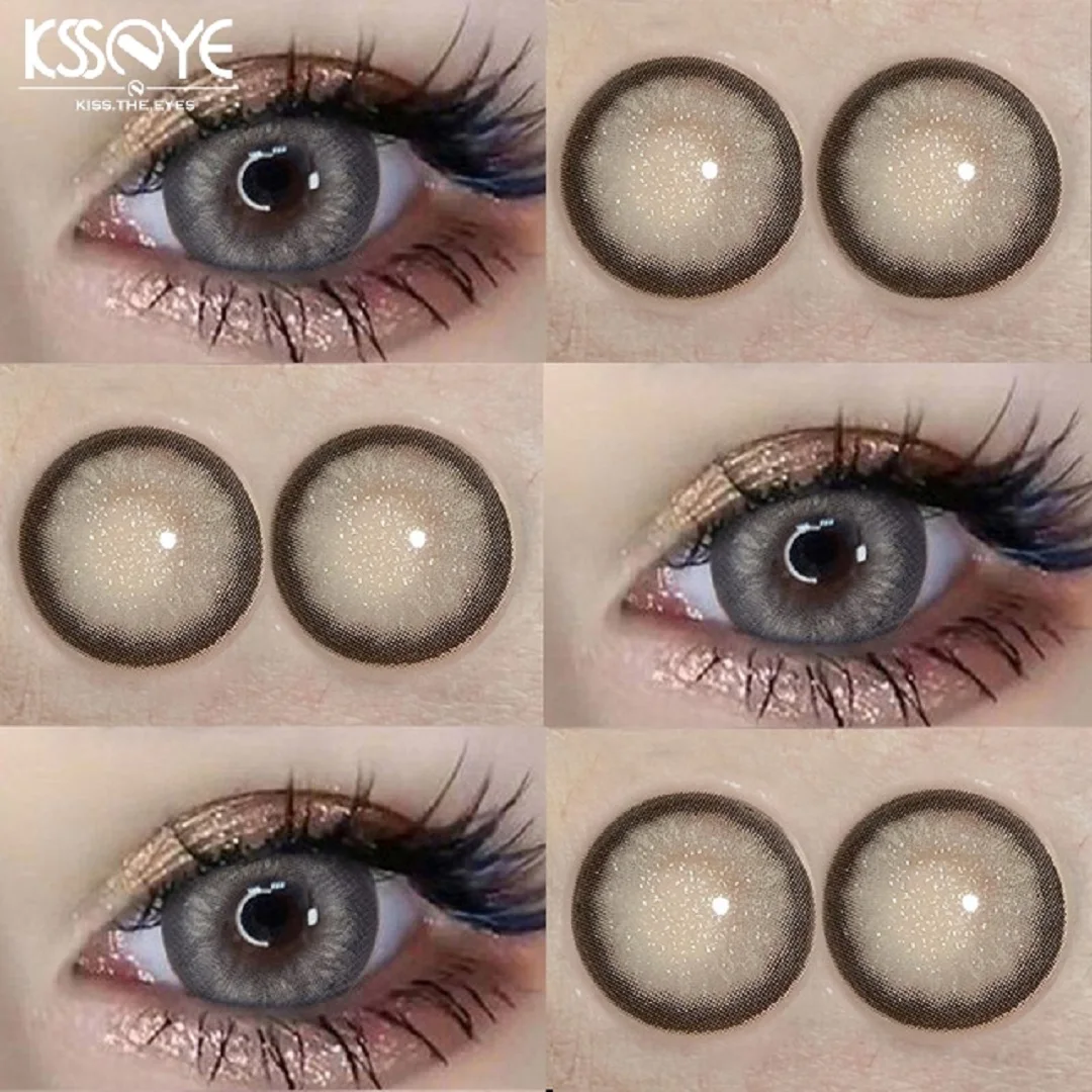 KSSEYE 2pcs Myopic Contact Lenses Color Contact Lenses Contact Lenses With Diopter Natural Grey Black Brown Lens High Quality