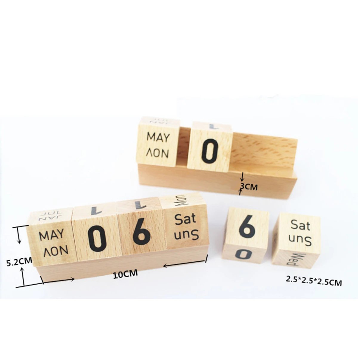 

Wooden Desktop Calendar Natural Material for Office Decoration Perpetual Desk Wood Manual Creative Toy