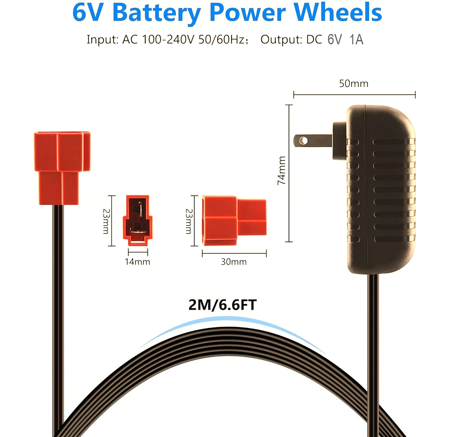 6V Battery Charger for Ride on Toys, 6Volt Charger For Rollplay Kid TRAX Frozen GMC Moto ATV Quad Chery Silverado Police Truck