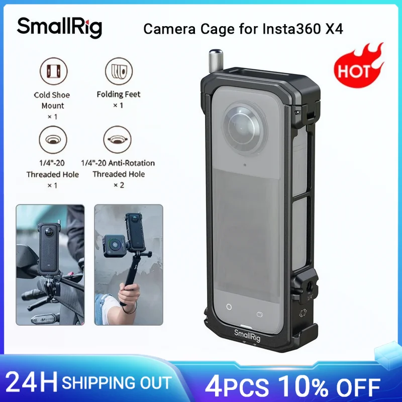 SmallRig Camera Cage for Insta360 X4, With  1/4