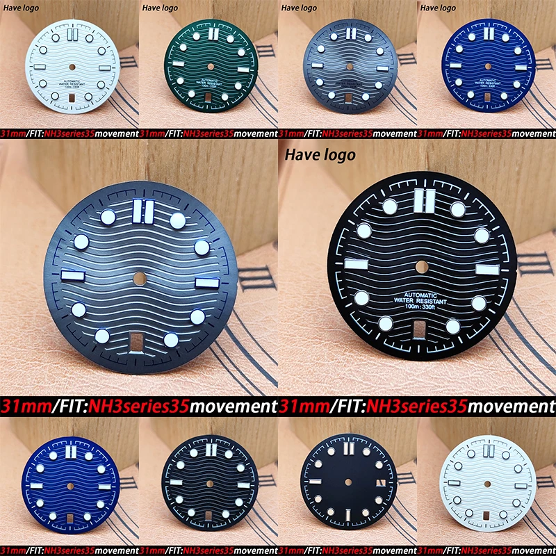 ملحقات قرص الساعة 31 ملم قرص مضيء عالي الجودة لسلسلة NH3 35 قطع غيار ساعة الحركة