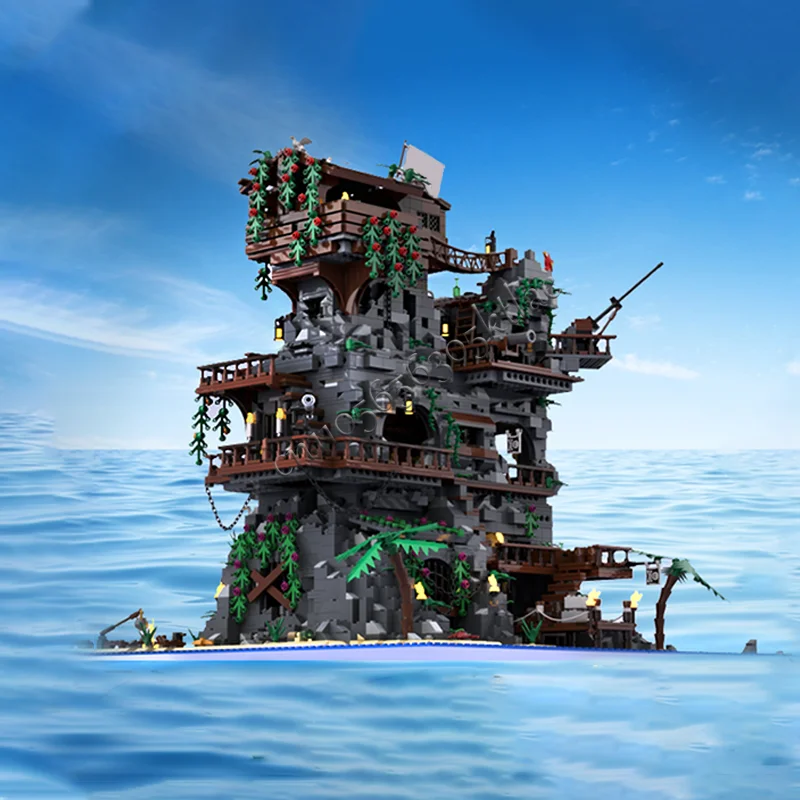 NEW 6653 PCS MOC Medieval Customize Sea Castle Outpost Model Building Block Bricks Set Children Diy Assembly Toy Birthday Gifts