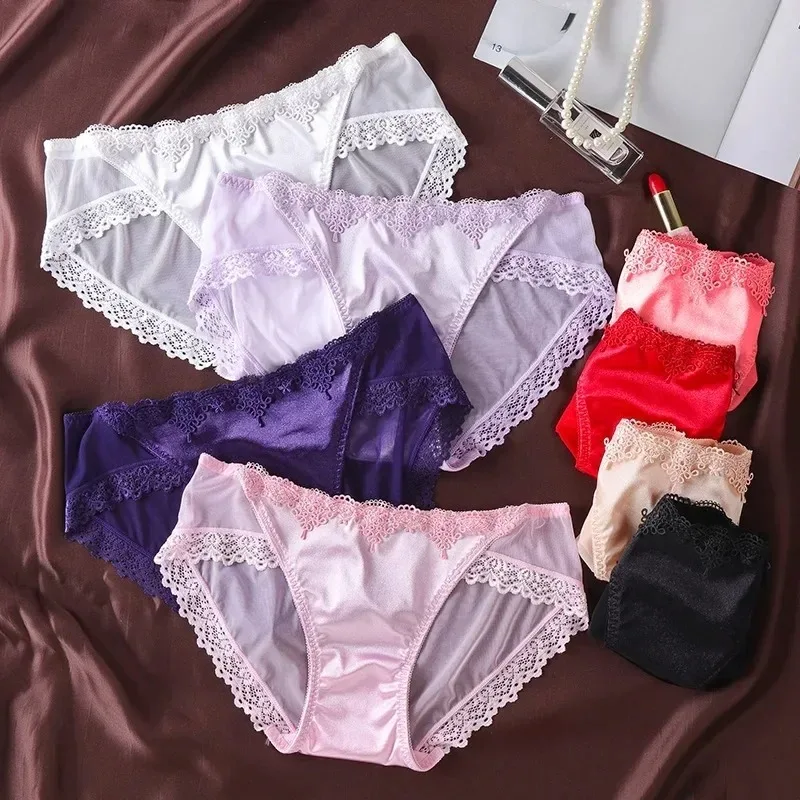 Bragas de seda satinada, bragas sexis, bragas de encaje, ropa interior para mujer, lencería, bragas para mujer, bragas florales, calzoncillos