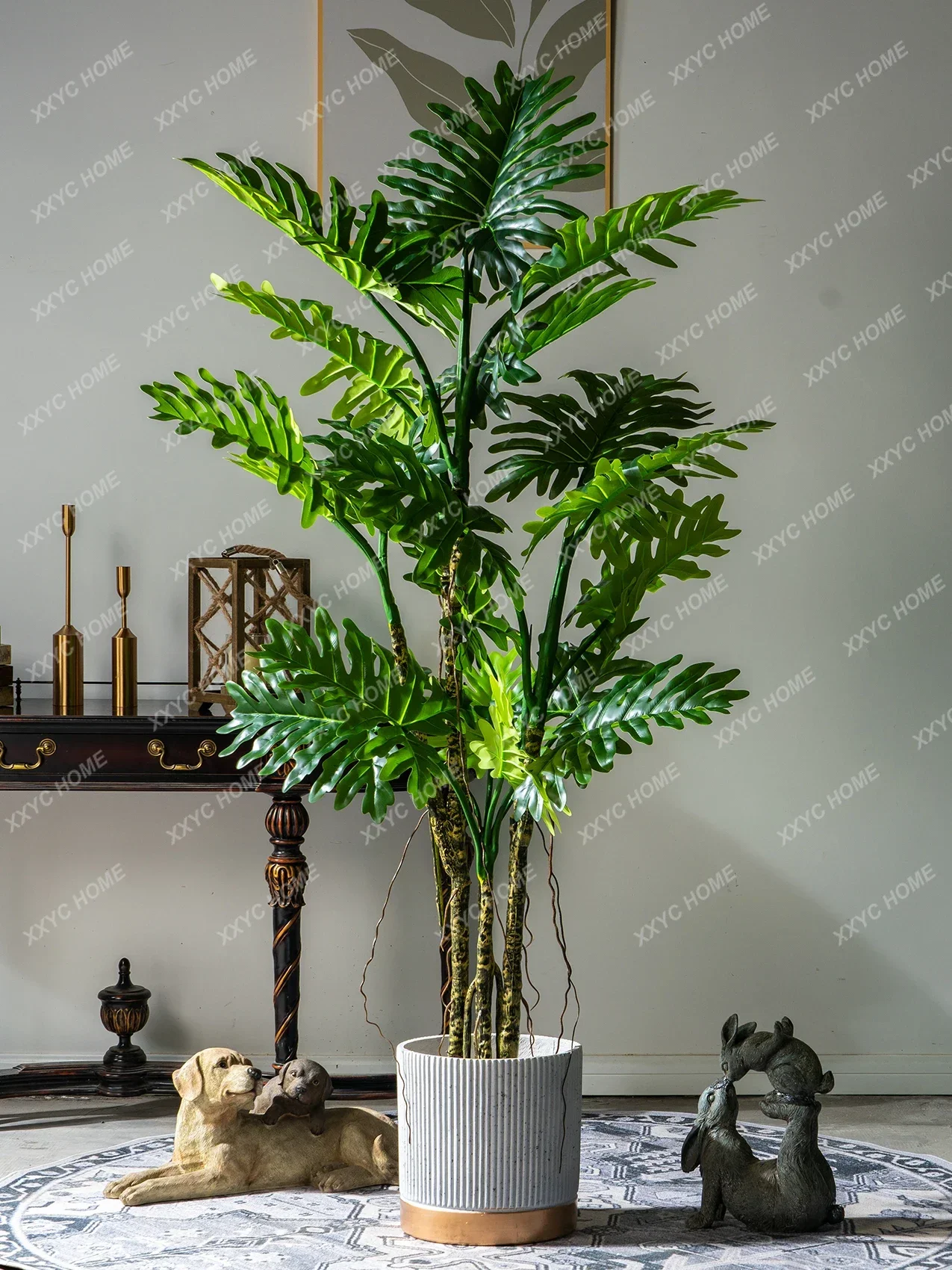 

Philodendron Selloum Plant Indoor Living Room Decoration Big Leaf Tropical Fake Trees Bonsai Greenery home accessories