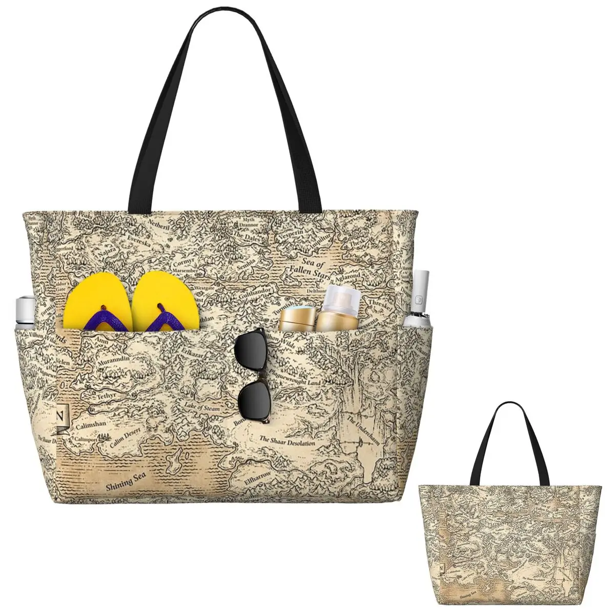 

Пляжная большая сумка с анотацией карты Фауна, спортивная сумка для занятий йогой в тренажерном зале, большая большая сумка, женская дорожная сумка, сумка для фитнеса