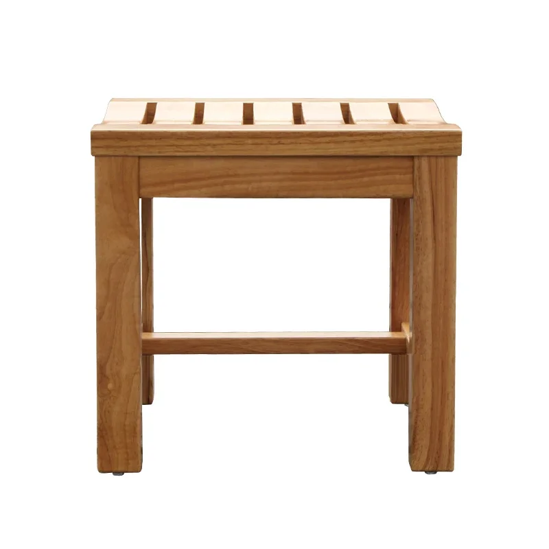 Wood waterproof footstool bathroom anti-corrosion low stools shoes solid stool bath bench shower bench WF
