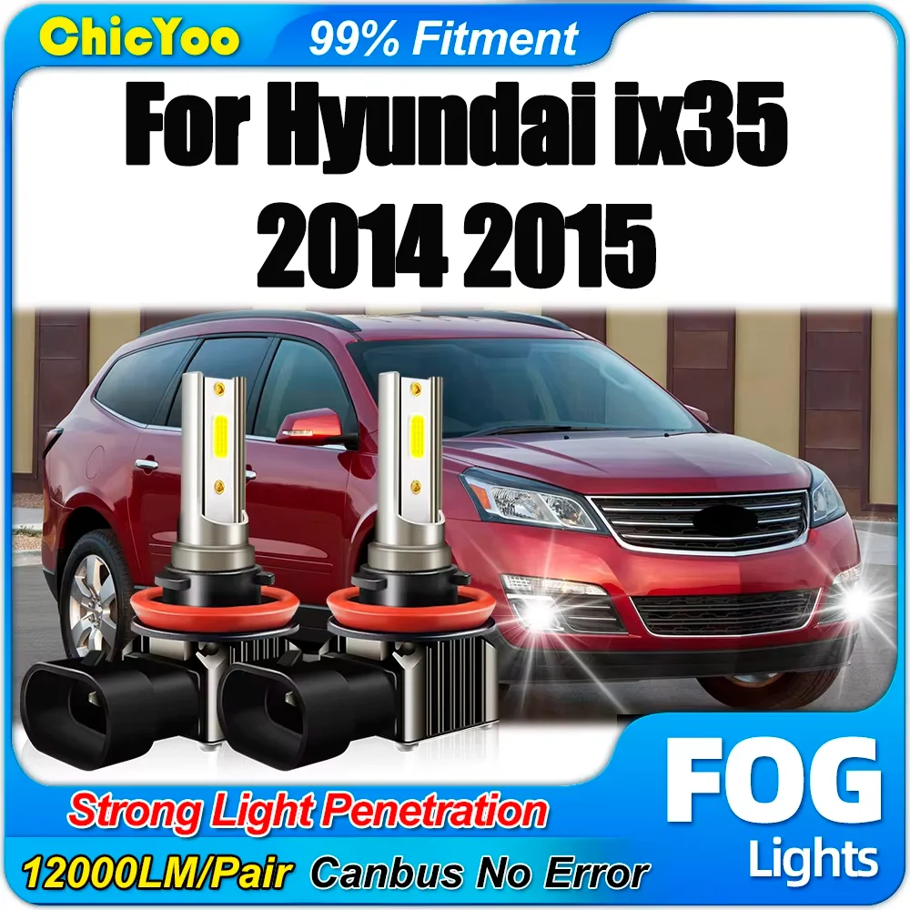 2PCS 12000LM H8 H9 H11 LED Fog Lamps Bulbs 90W High Power Fog Lamps 12V 6000K Super White CSP Chips For Hyundai IX35 2014 2015